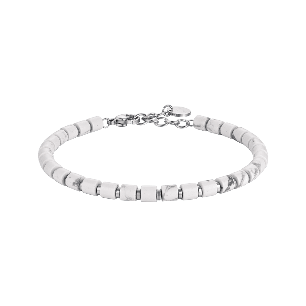 Luca Barra Bracciale Acciaio Pietre Bianche