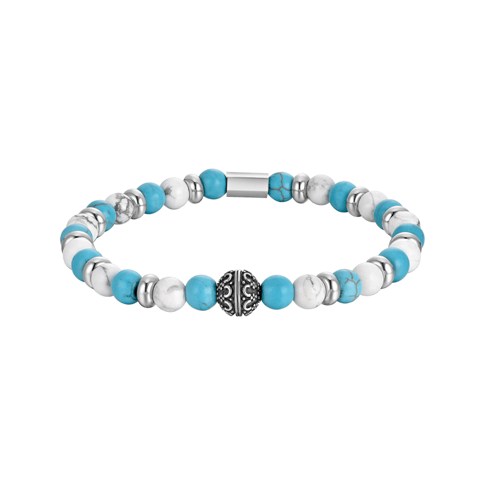 Luca Barra Bracciale Elastico Pietre Azzurre e Bianche