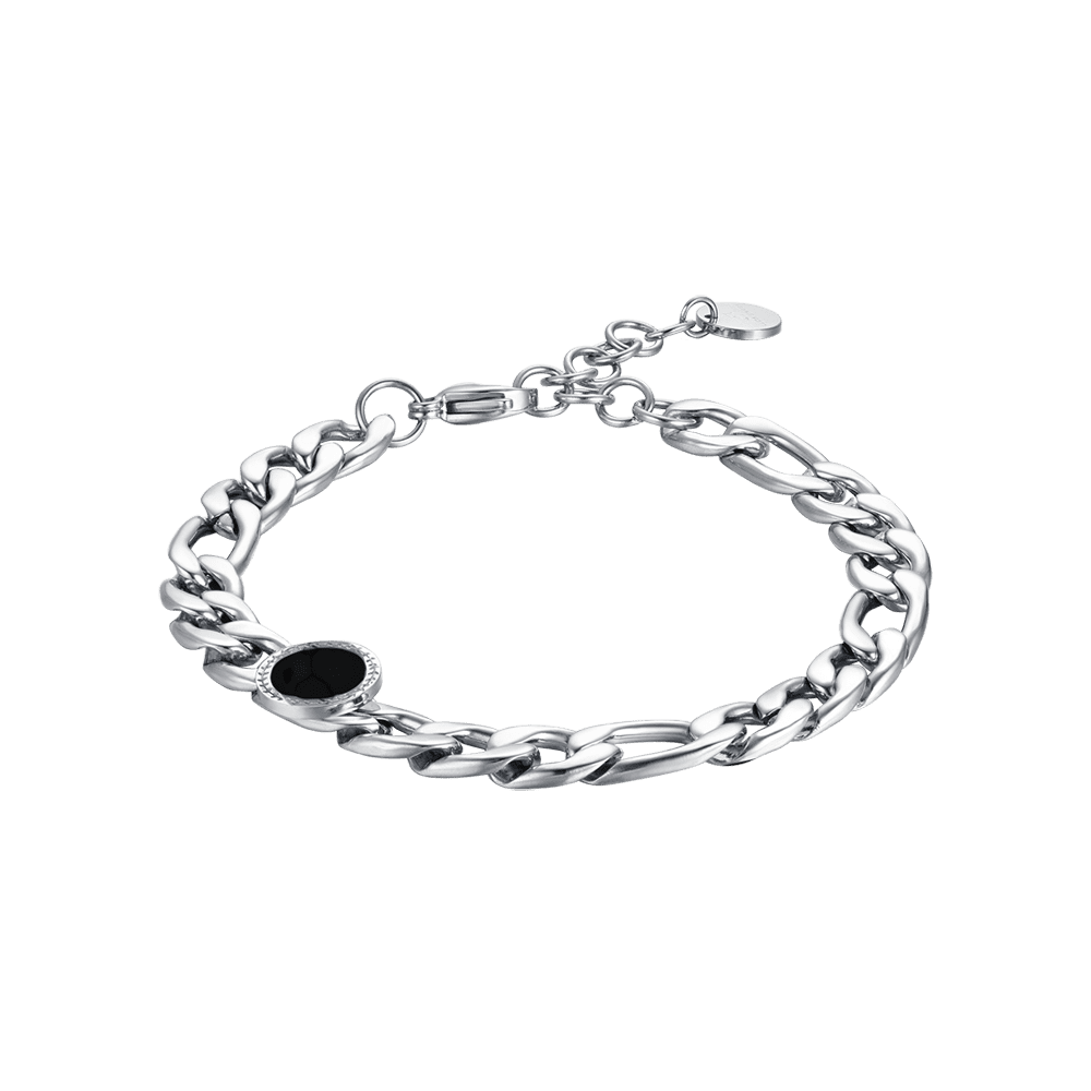 Luca Barra Bracciale Acciaio e Agata Nera