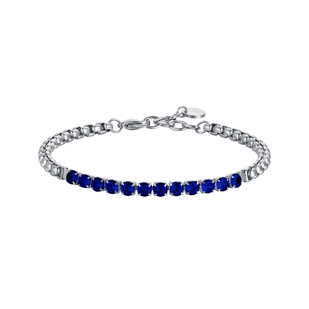 Luca Barra Bracciale Acciaio Cristalli Blu