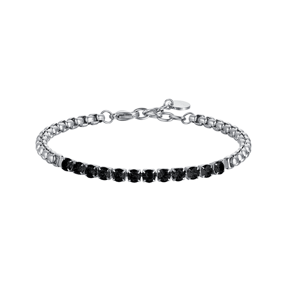 Luca Barra Bracciale Acciaio Cristalli Neri