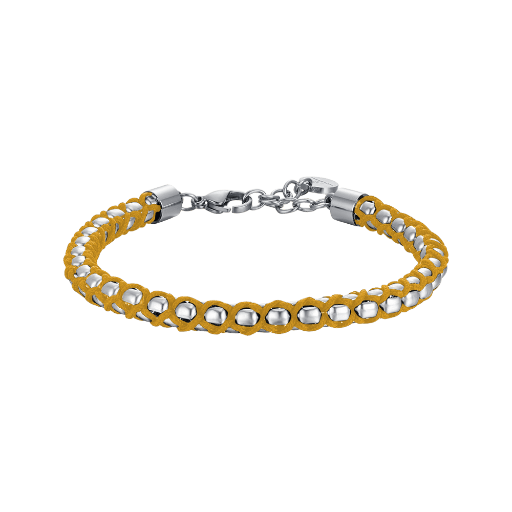 Luca Barra Bracciale Acciaio e Corda Gialla