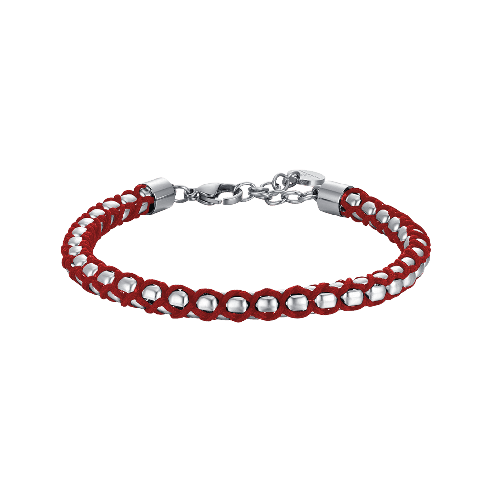Luca Barra Bracciale Acciaio e Corda Rossa