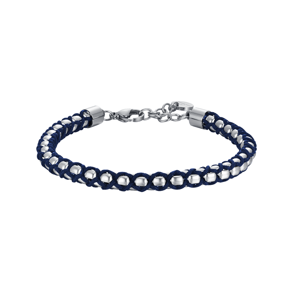 Luca Barra Bracciale Acciaio e Corda Blu