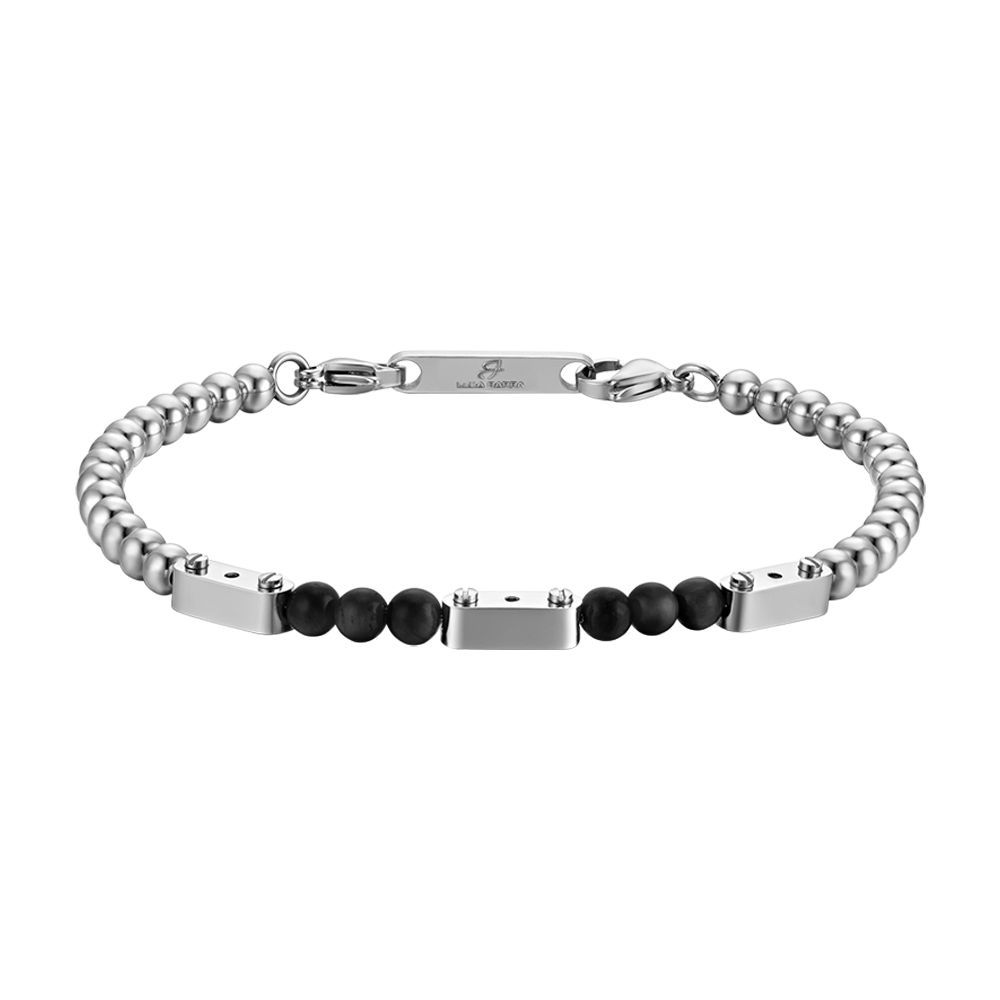 Luca Barra Bracciale Sfere Acciaio e Nere
