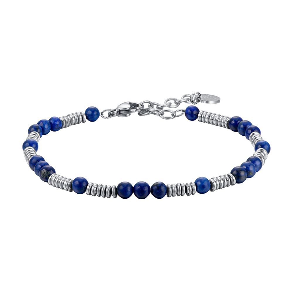 Luca Barra Bracciale Acciaio e Pietre Blu