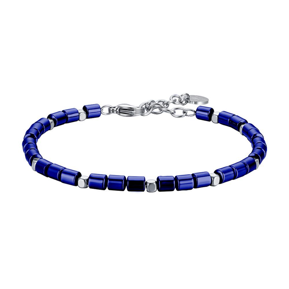 Luca Barra Bracciale Acciaio ed Ematite Blu
