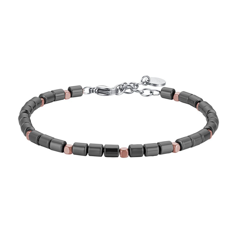 Luca Barra Bracciale Acciaio ed Ematite Nera