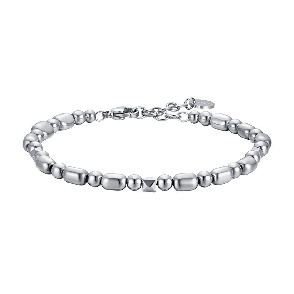 Luca Barra Bracciale Acciaio ed Ematite Silver