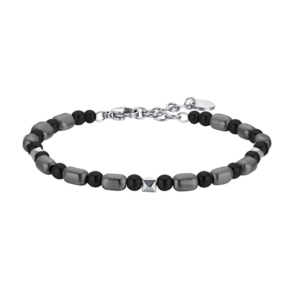 Luca Barra Bracciale Acciaio ed Ematite Gun e Nera