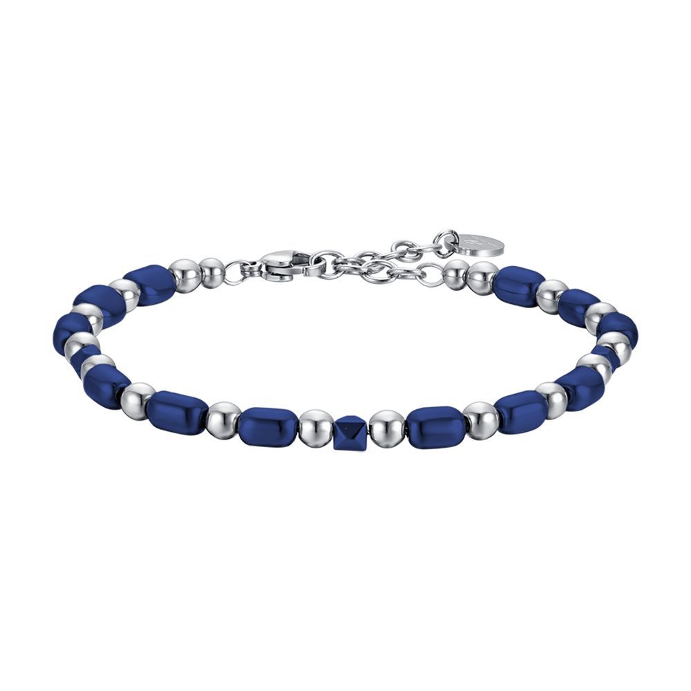 Luca Barra Bracciale Acciaio ed Ematite Blu
