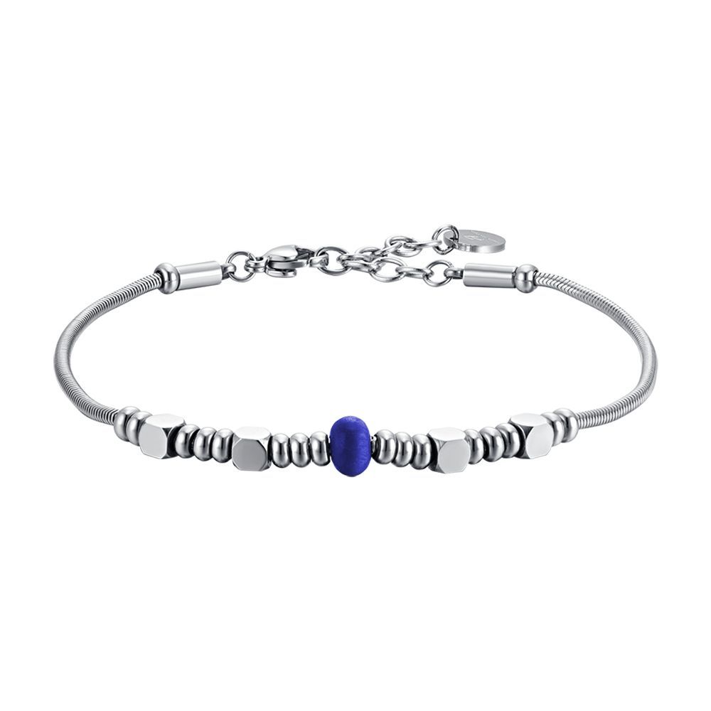 Luca Barra Bracciale Acciaio e Pietra Blu