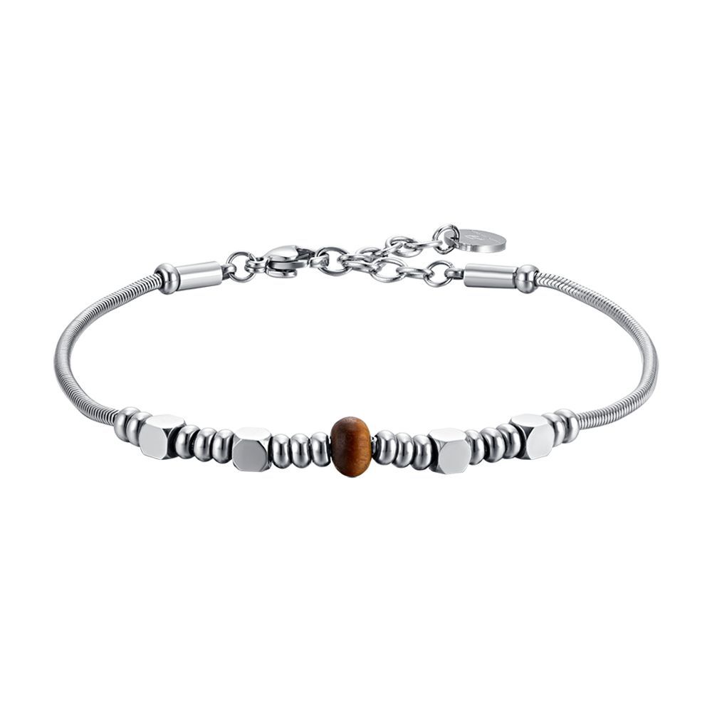 Luca Barra Bracciale Acciaio e Pietra Occhio di TIgre 