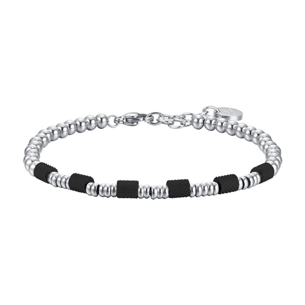 Luca Barra Bracciale Acciaio Elementi Ip Nero