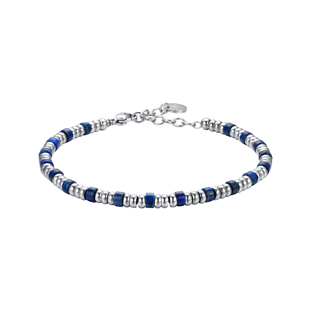 Luca Barra Bracciale Acciaio e Pietre Blu