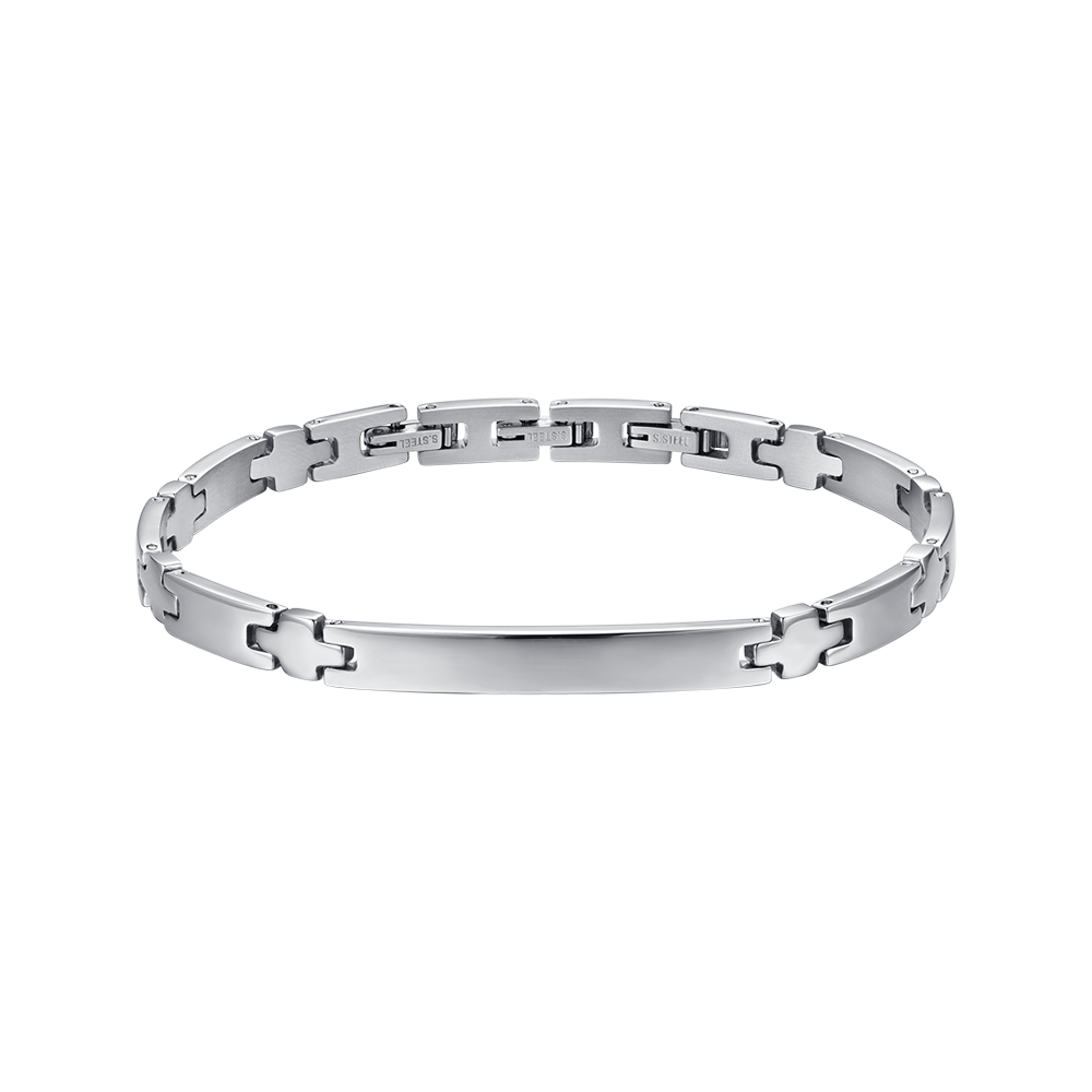 Luca Barra Bracciale Acciaio con Croci e Piastra