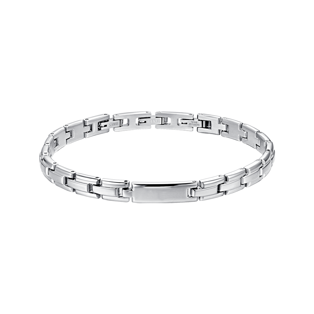 Luca Barra Bracciale Acciaio con Piastra