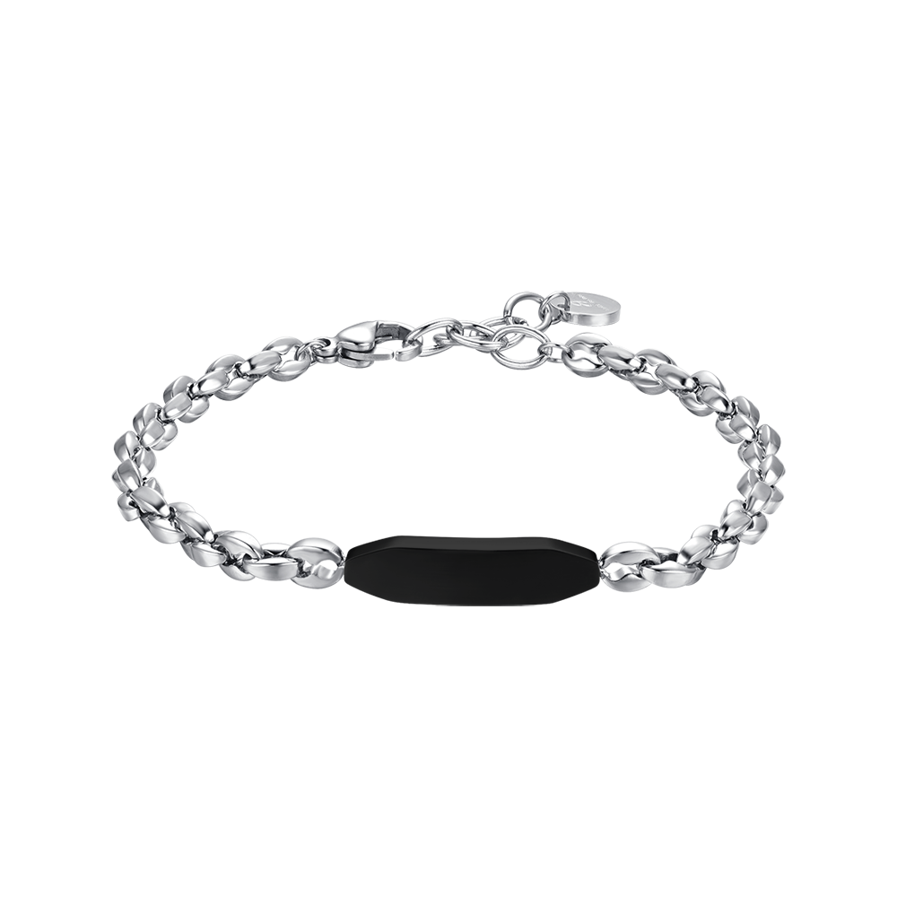 Luca Barra Bracciale Acciaio con Piastra Nera