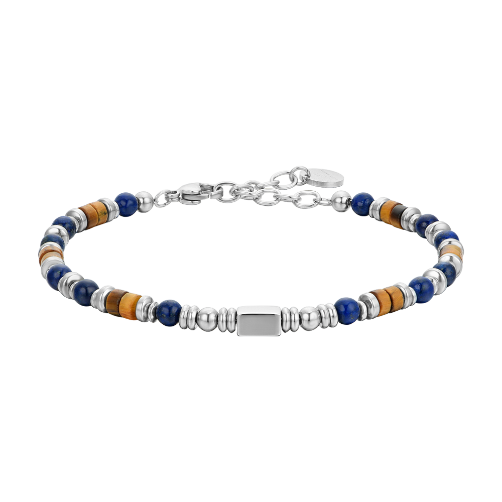 Luca Barra Bracciale Acciaio Lapis e Occhio di Tigre