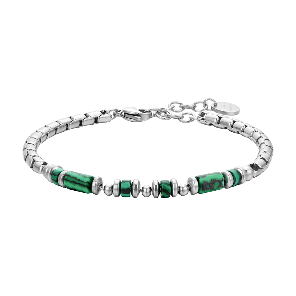 Luca Barra Bracciale Acciaio Malachite Verde