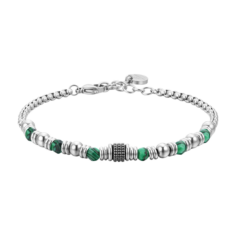 Luca Barra Bracciale Acciaio Malachite Verde