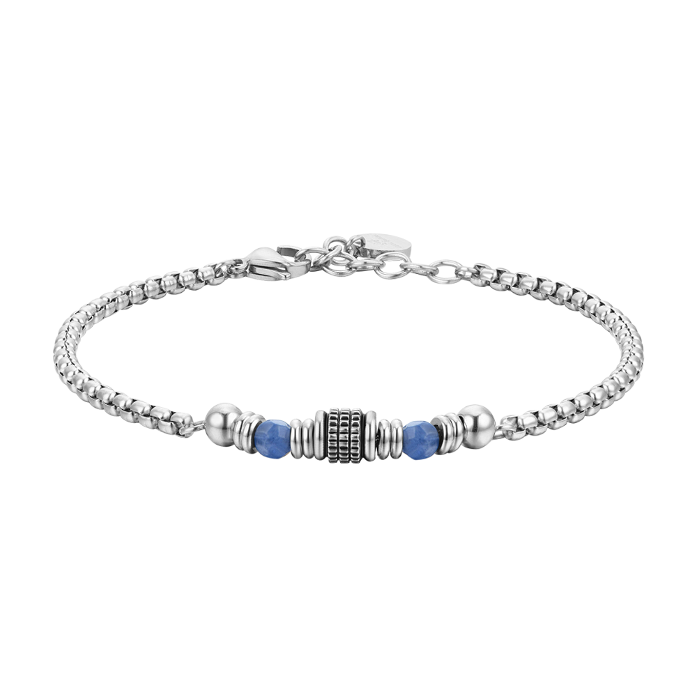 Luca Barra Bracciale Acciaio Sodalite Blu ed Elementi 