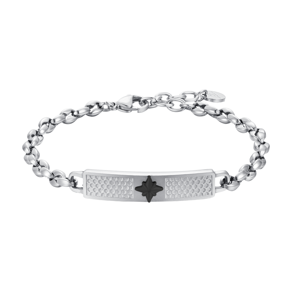 Luca Barra Bracciale Acciaio Piastra e Rosa Dei Venti