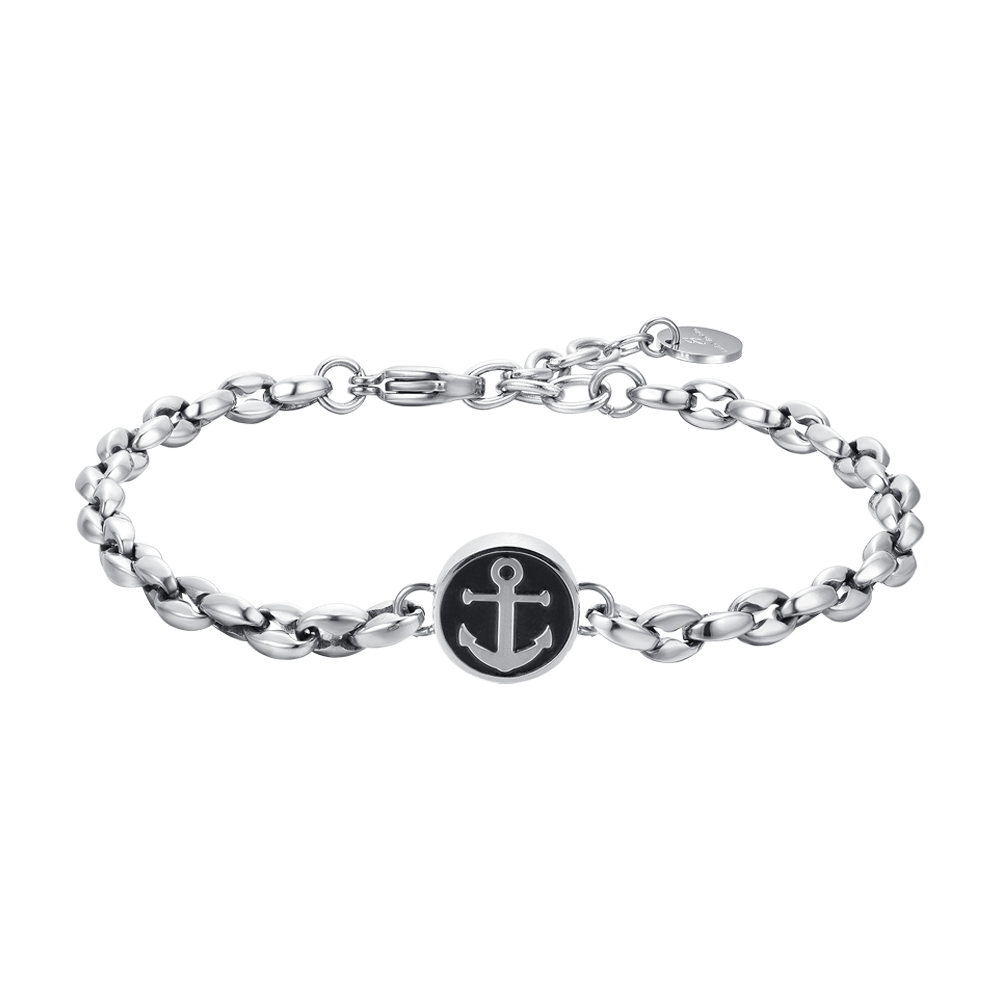 Luca Barra Bracciale Acciaio Con Ancora Ip Nero