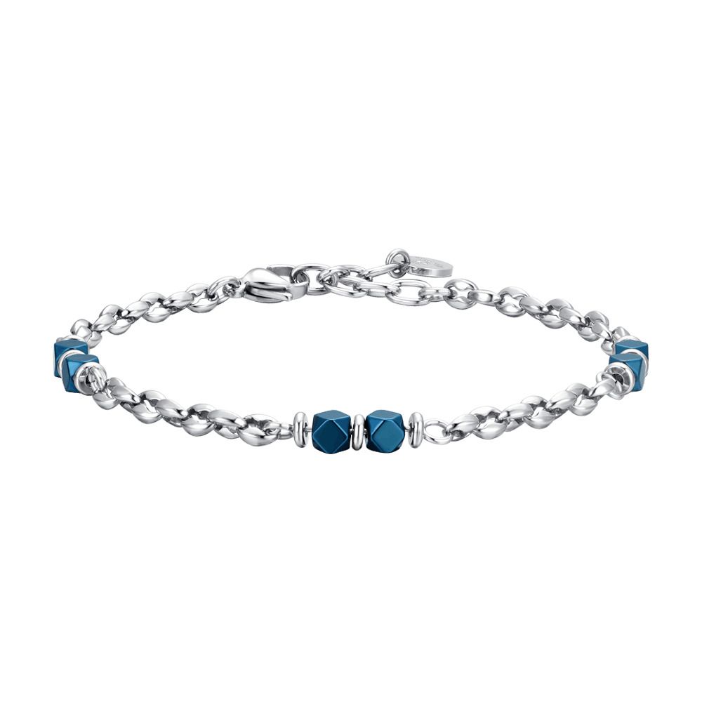 Luca Barra Bracciale Acciaio ed Ematite Blu