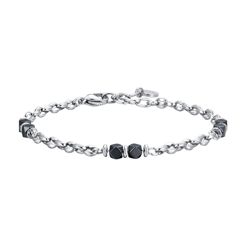 Luca Barra Bracciale Acciaio ed Ematite Grigia