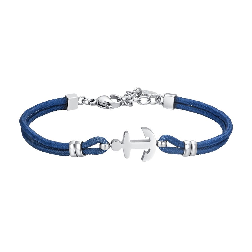 Luca Barra Bracciale Acciaio Corda Blu e Ancora