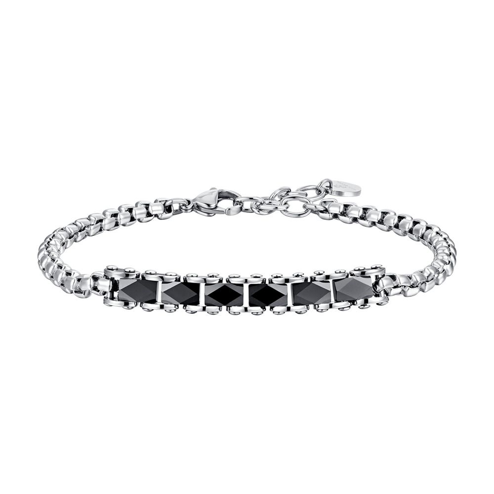Luca Barra Bracciale Acciaio ed Elementi Ceramica Neri