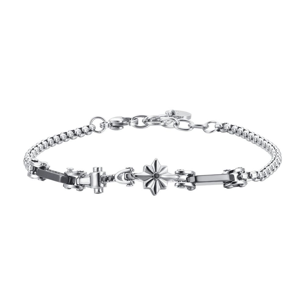 Luca Barra Bracciale Acciaio e Ceramica con Rosa Dei Venti