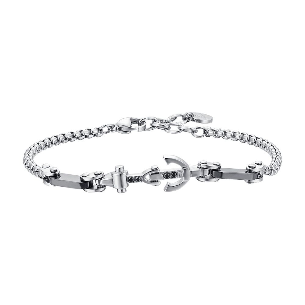 Luca Barra Bracciale Acciaio e Ceramica con Ancora