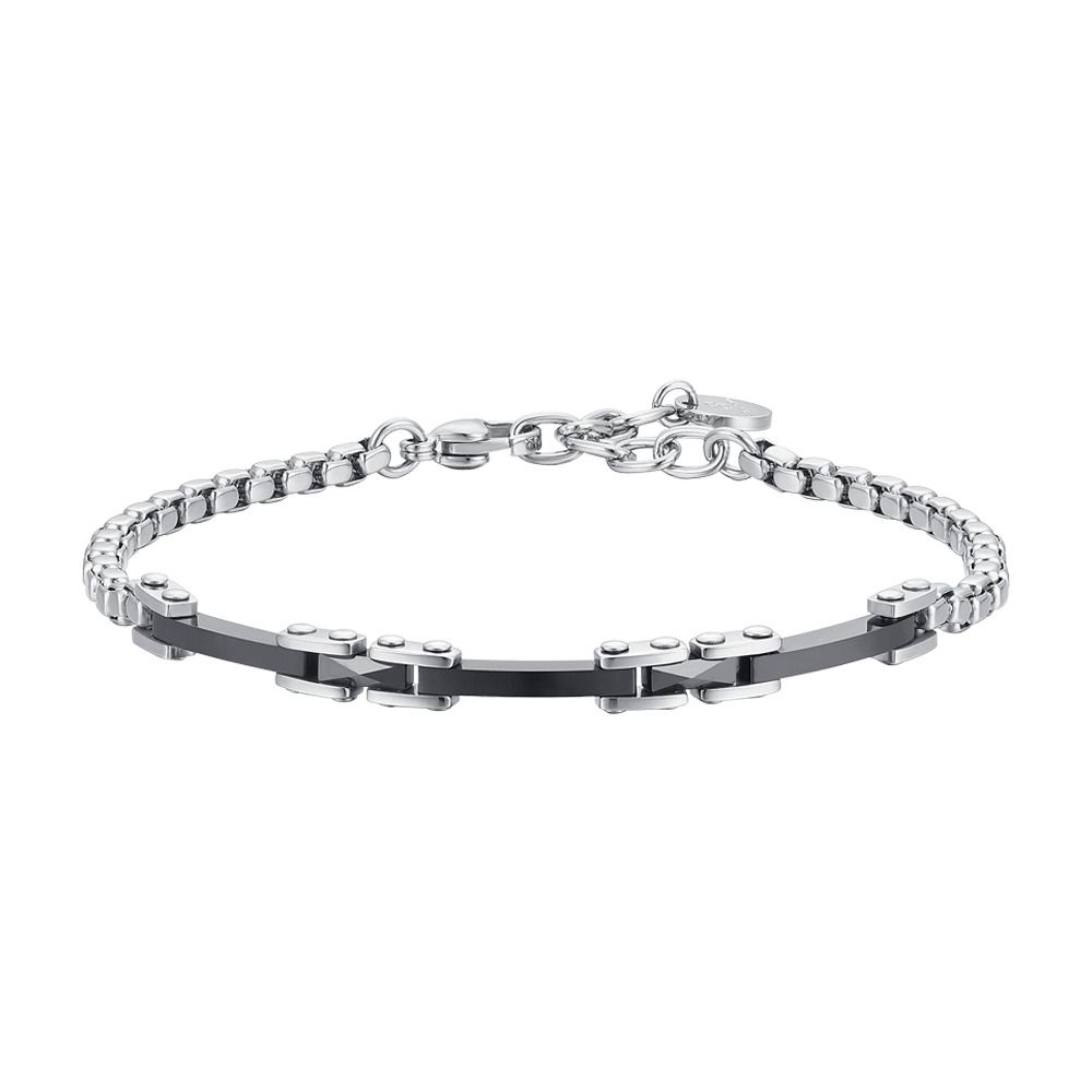 Luca Barra Bracciale Acciaio e Ceramica Nera