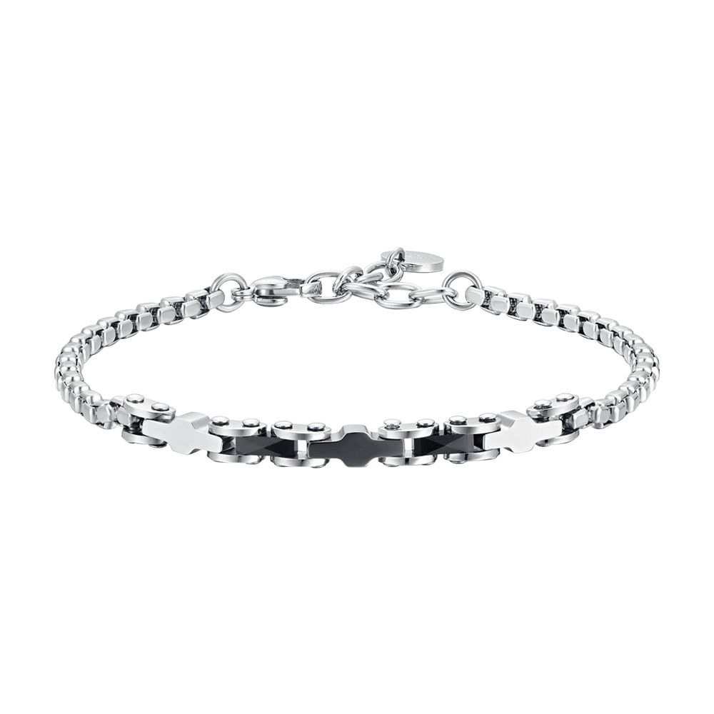 Luca Barra Bracciale Acciaio e Ceramica Nera