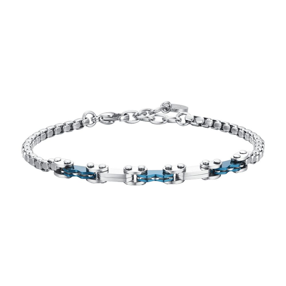 Luca Barra Bracciale Acciaio Elementi Ip Blu