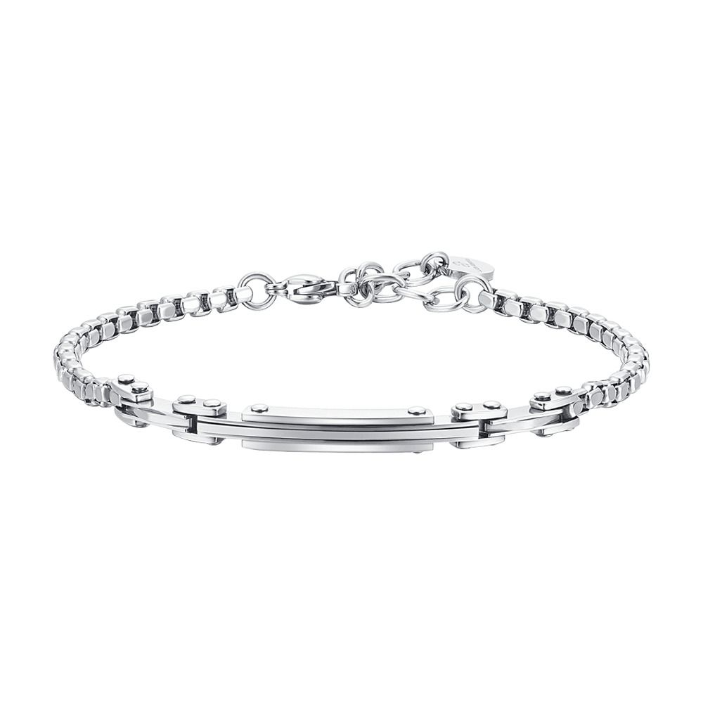 Luca Barra Bracciale Acciaio Piastra ed Elementi