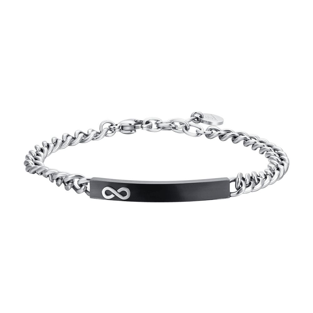 Luca Barra Bracciale Acciaio Piastra Ip Nero con Infinito