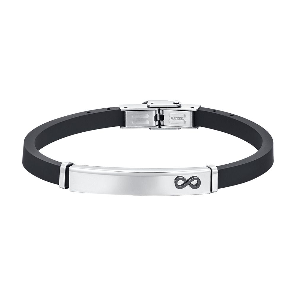 Luca Barra Bracciale Silicone e Acciaio Piastra con Infinito