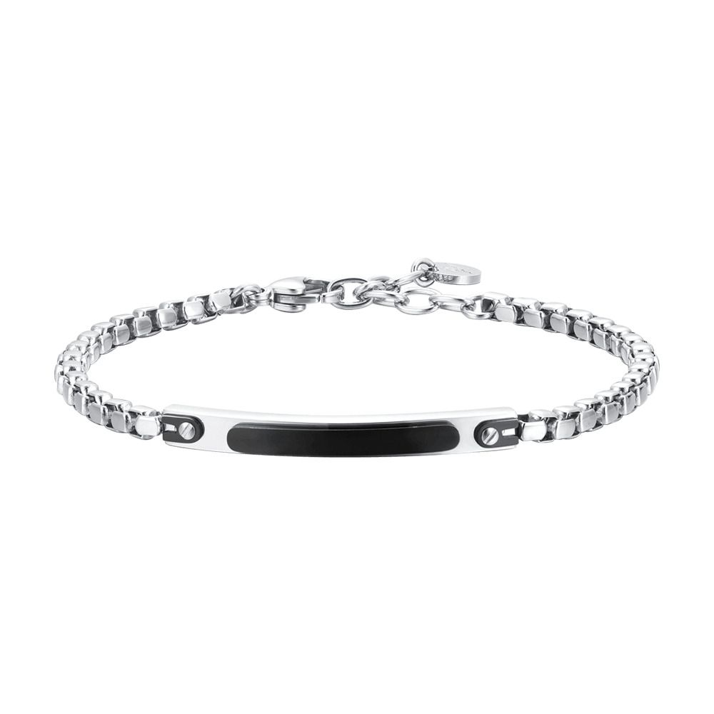 Luca Barra Bracciale Acciaio Piastra Ip Nero