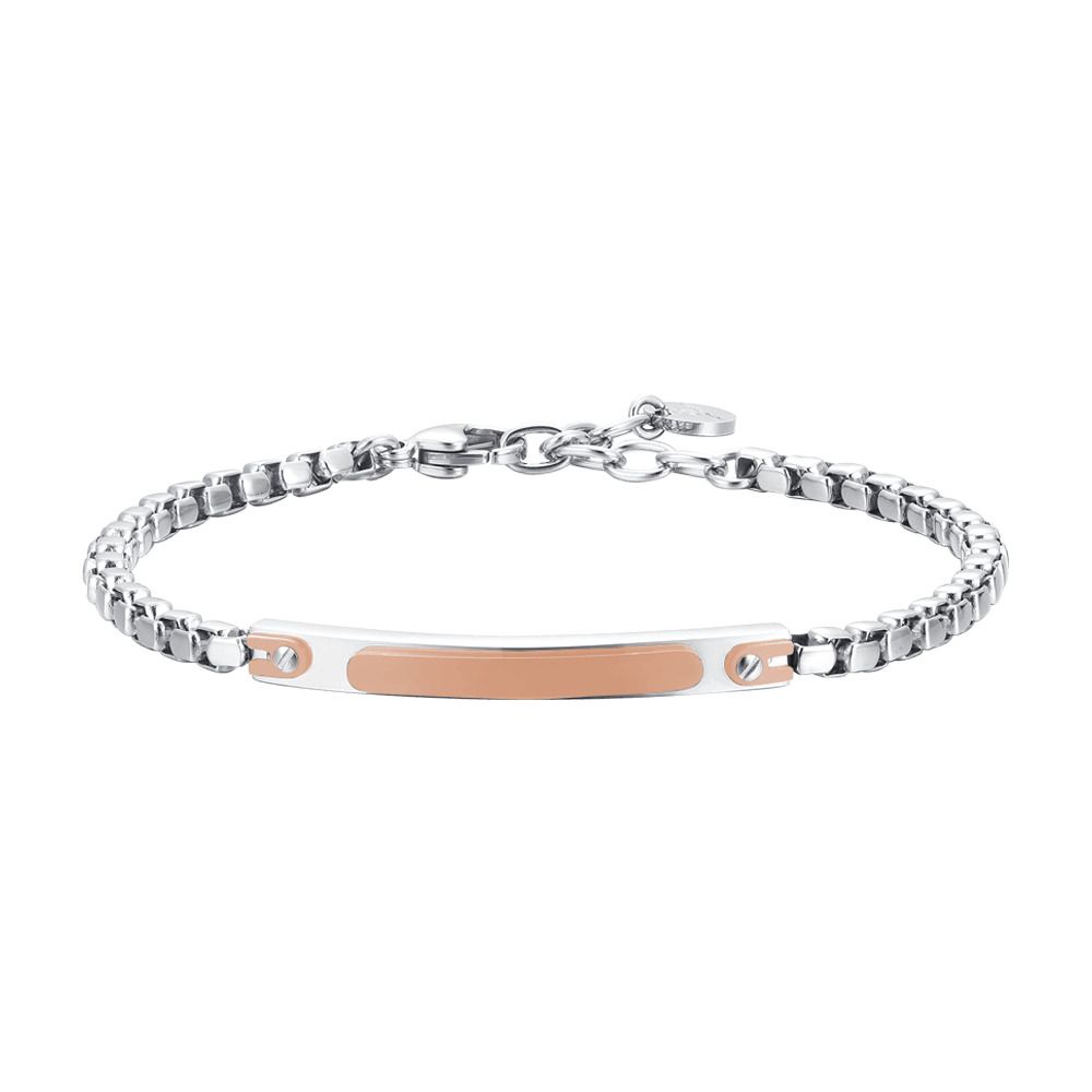 Luca Barra Bracciale Acciaio Piastra Ip Rosè