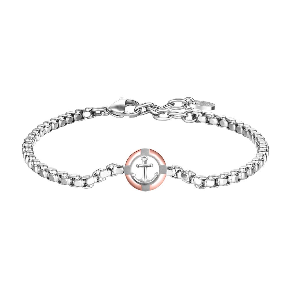 Luca Barra Bracciale Acciaio Rosè con Ancora 