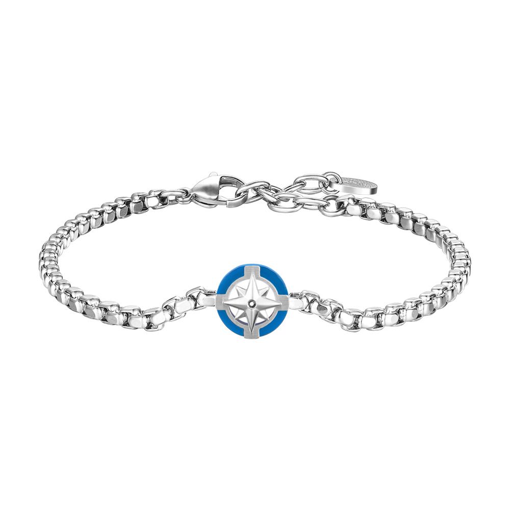 Luca Barra Bracciale Acciaio Rosa Dei Venti Blu