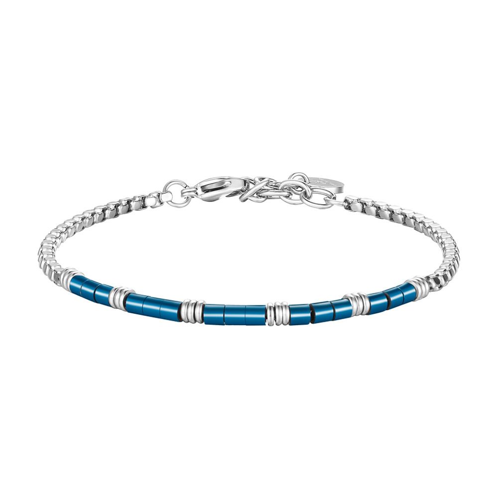 Luca Barra Bracciale Acciaio Elementi Ip Blu