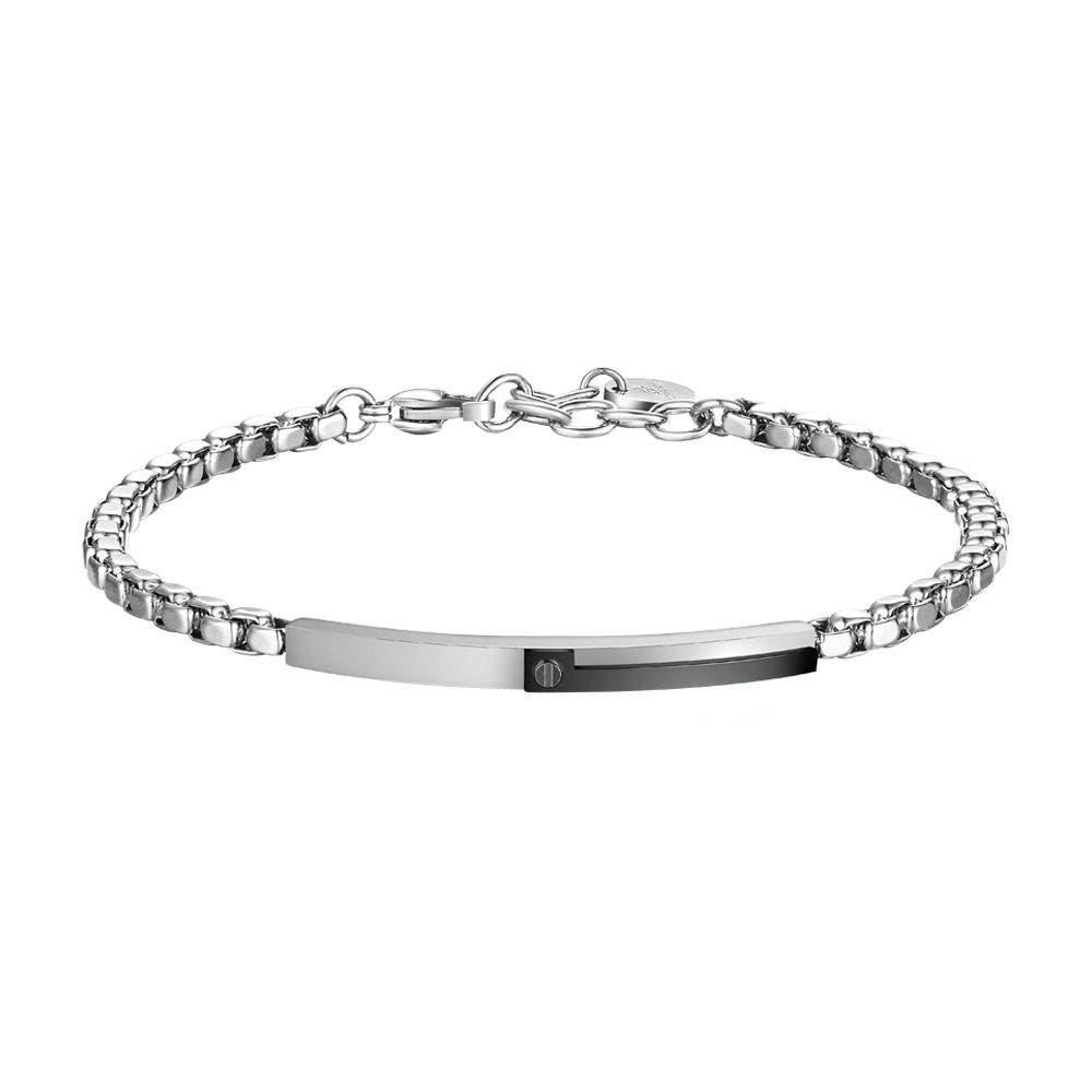 Luca Barra Bracciale Acciaio Piastra ip Nero