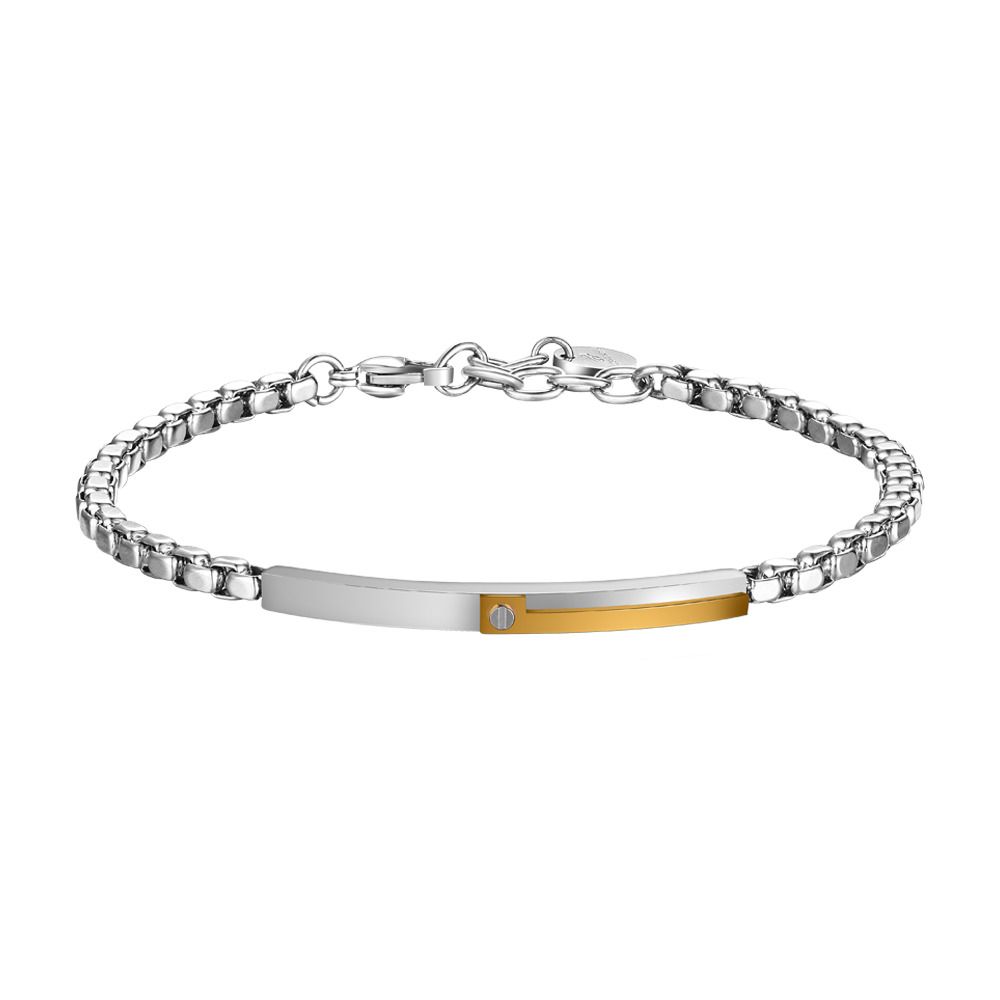 Luca Barra Bracciale Acciaio Piastra ip Gold