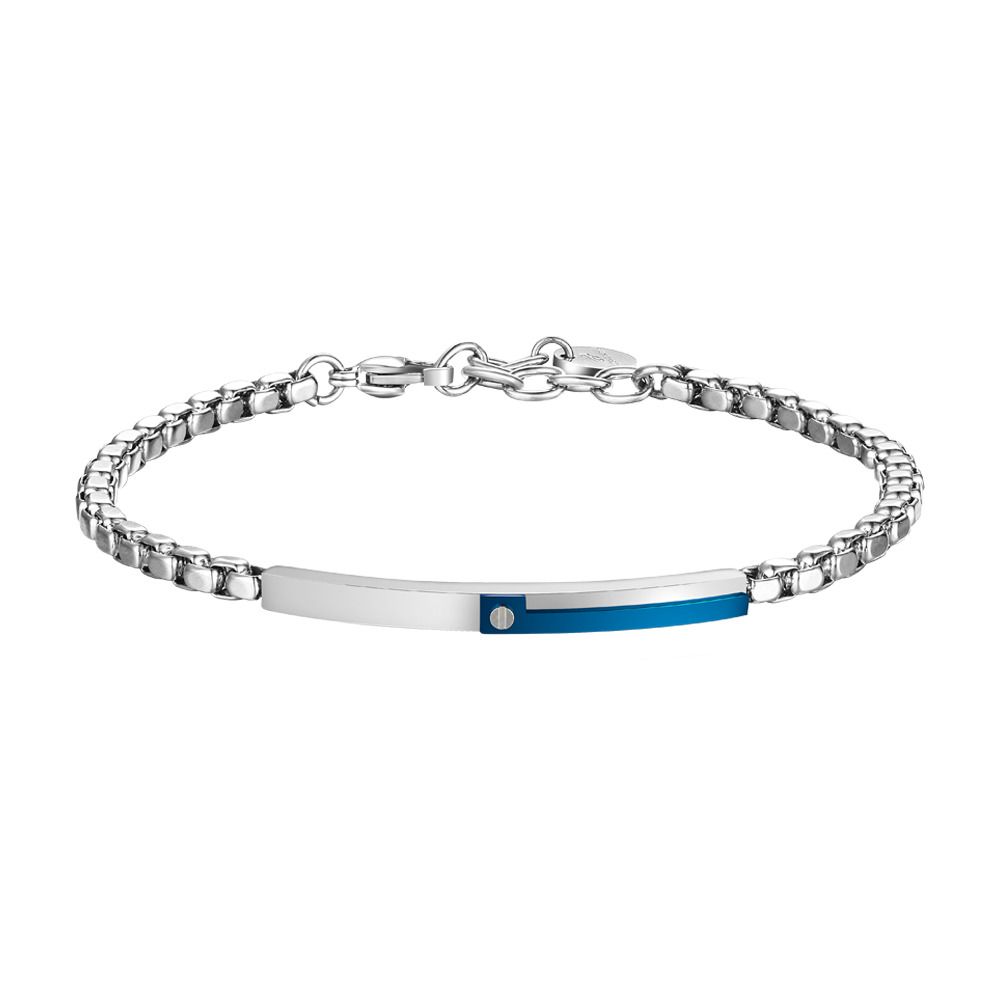 Luca Barra Bracciale Acciaio Piastra ip Blu