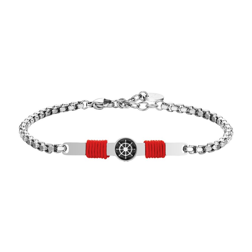 Luca Barra Bracciale Acciaio Piastra Timone e Corda