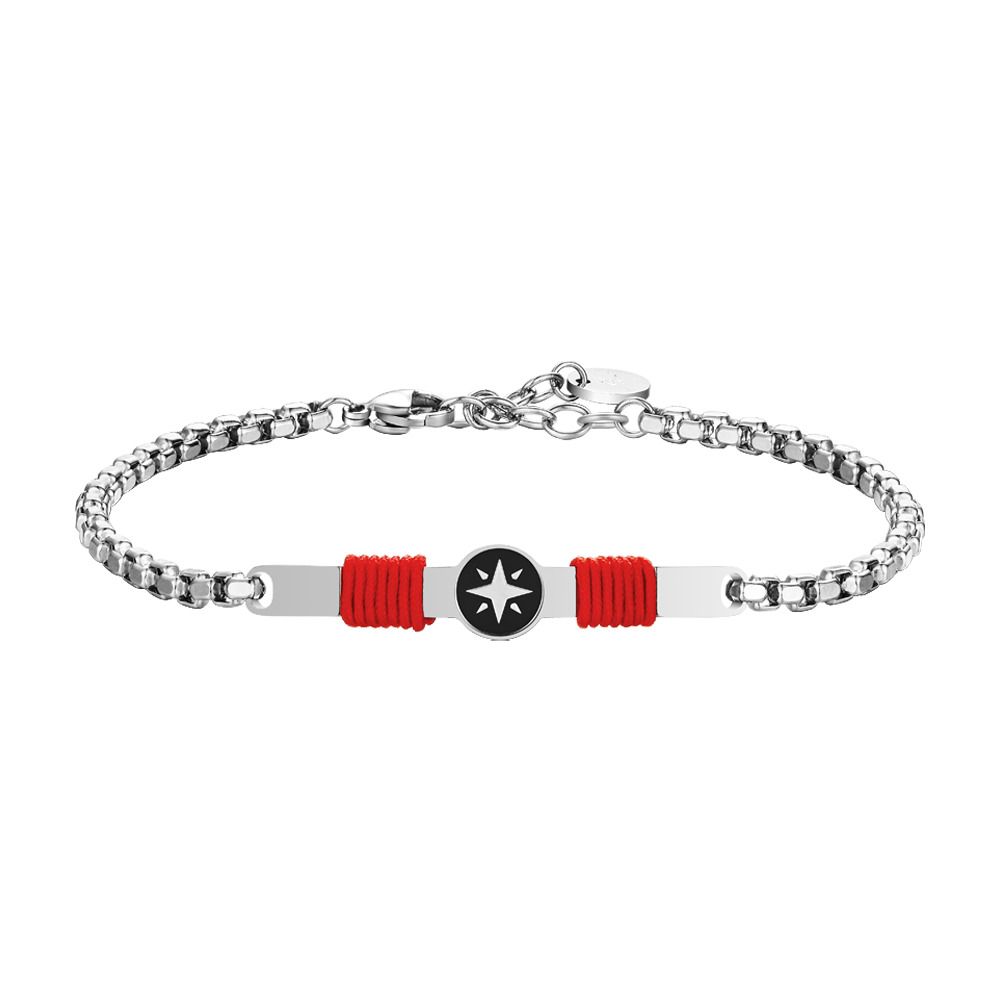 Luca Barra Bracciale Acciaio Rosa dei Venti e Corda